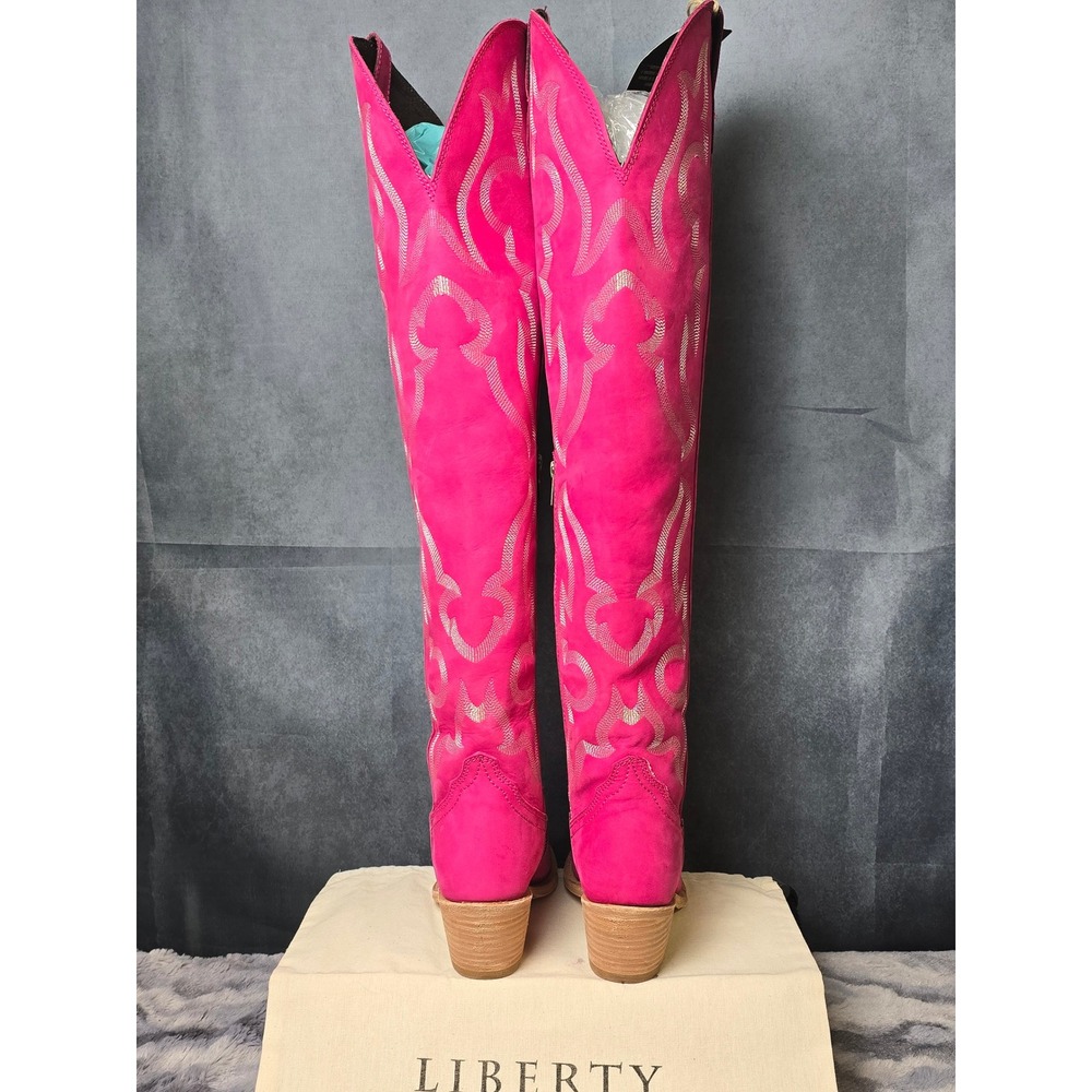NWB Liberty Black Allyssa Fucsia Suede Tall Western Cowboy Boots Size 5 - Picture 3 of 7